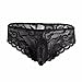 iEFiEL Man Romance Lace Flower Mesh Bulge Pouch Briefs Underwear Sissy Panty Black Large