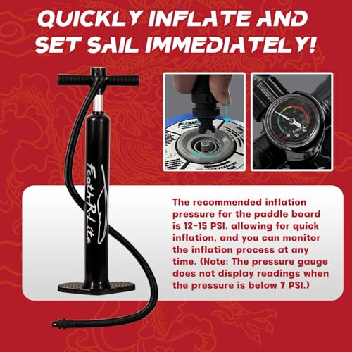 FEATH-R-LITE Tavole da Stand Up Paddle Gonfiabili Paddleboard Multifunzionale con Pompa Manuale, Zaino SUP, Guinzaglio, Pagaia Regolabile, Per Adulti, Tutti i Livelli di Abilità