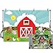 MEHOFOTO Farm Red Barn Photo Studio Booth Background Cartoon Rustic Animals Green Grass Sky Child Birthday Party Decoration Banner Backdrops for Photography 7x5ft
