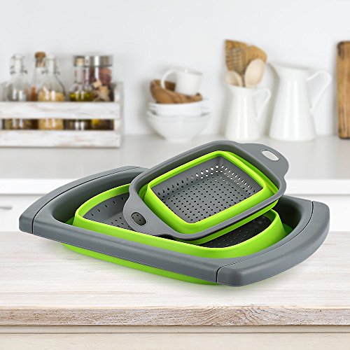 Kitchen Strainers with Extendable Handles Free Bonus Mini Colander