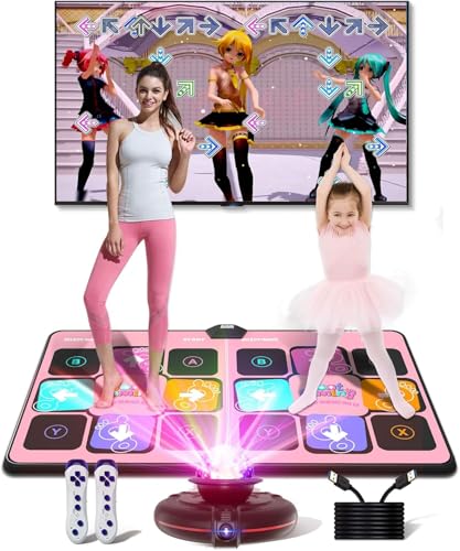 Acelufly Double Dance Mat, TV Dance Mat, Interactive Dance Mat with Multiple Modes, Birthday for Kids, Adults and Girls (Light Pink)