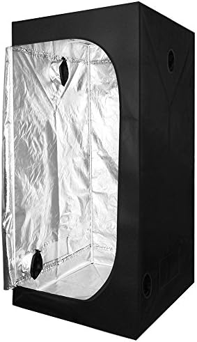 KinGrow 48"x48"x80" Reflective 600D Mylar Hydroponic Grow Tent with Observation Window and Floor Tray for Indoor Plant Growing