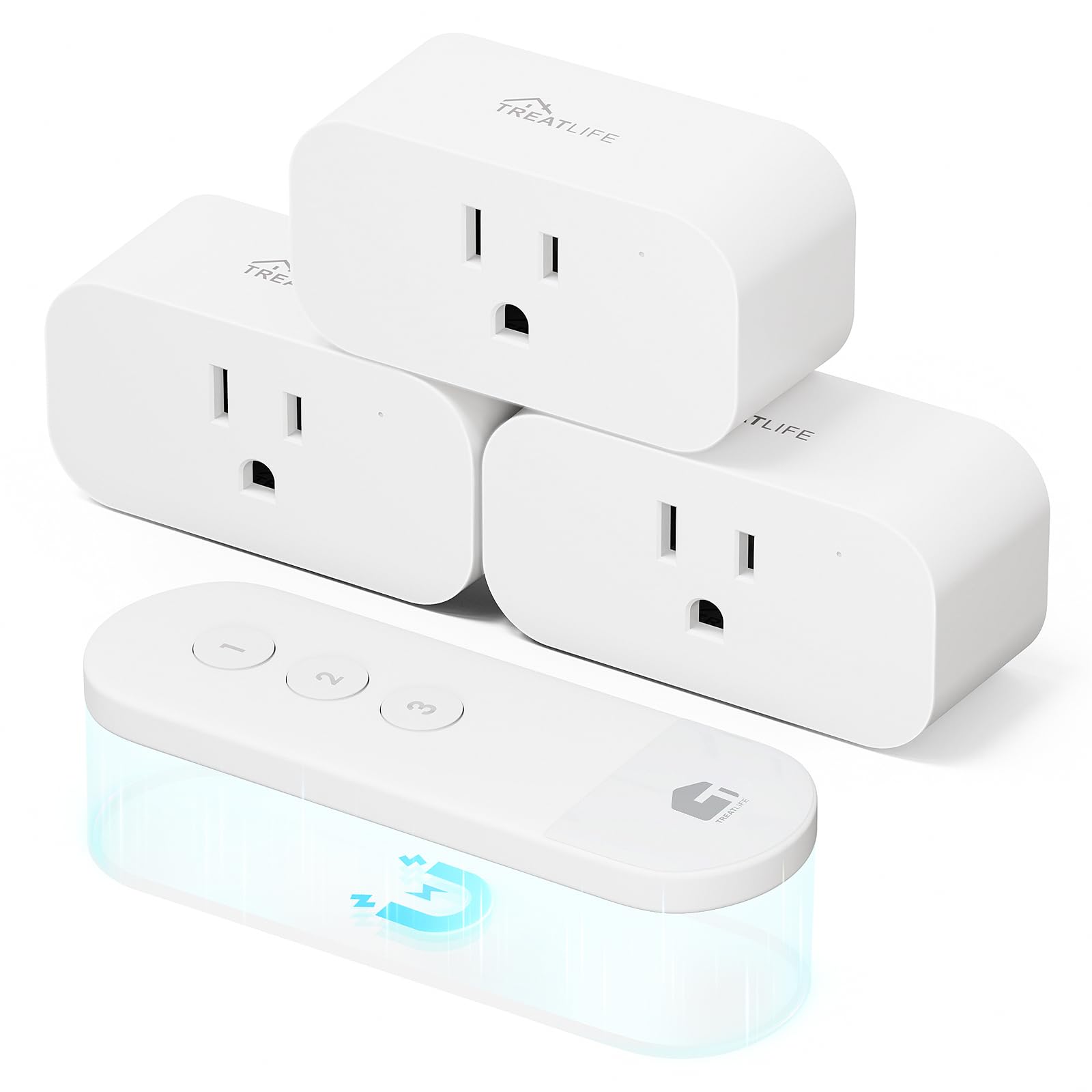 Photo 1 of TREATLIFE 3Pack Mini Remote Control Outlet Plug with Magnetic Remote, 15A/1800W Wireless Light Switch for Lamps, Fans, Household Appliances, No Hub Required, 2 Years Warranty