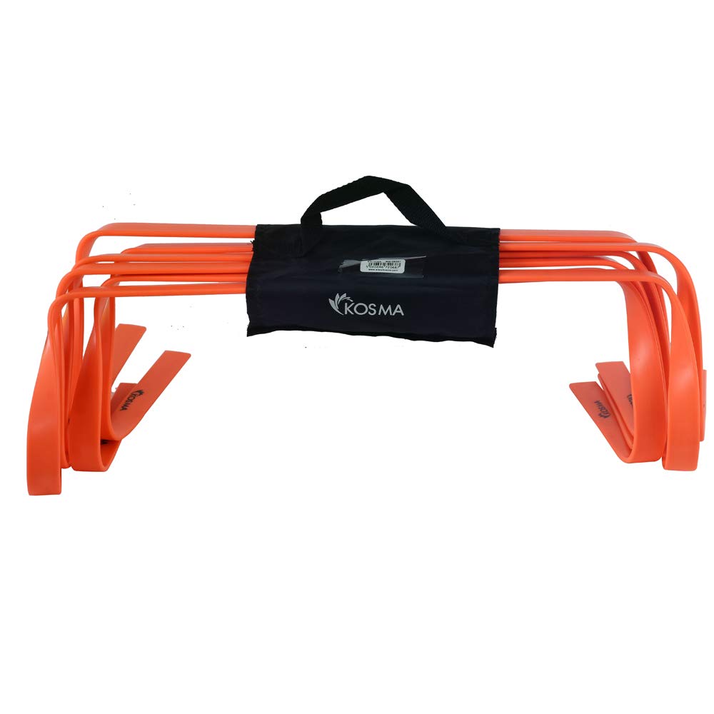 Kosma Pack of 10 Agility Training Fitness Flat Hurdles | Multi-Sport Speed Training Aid with Carry Handle : Size 6 Inch - Color: Orange