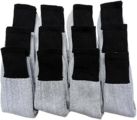 RSG Kids & Adult Merino Wool Insulating Boot Socks, 12 Pairs Pack (12-Pairs Padded Gray/Black, Small)