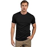 BYLT Mens Drop-Cut Men's T Shirt, Plain Tshirts for Men, Drop Cut Basic Crewneck Tee, Wrinkle Resistant, Stretch Fit