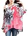 iNewbetter Womens Floral Print Batwing Sleeve Boho Blouse Chiffon Poncho Summer Tunic Tops PP-376