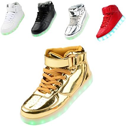 QUAN ZHIHONG Women&Men High Top USB Charging LED Shoes Flashing Sneaker