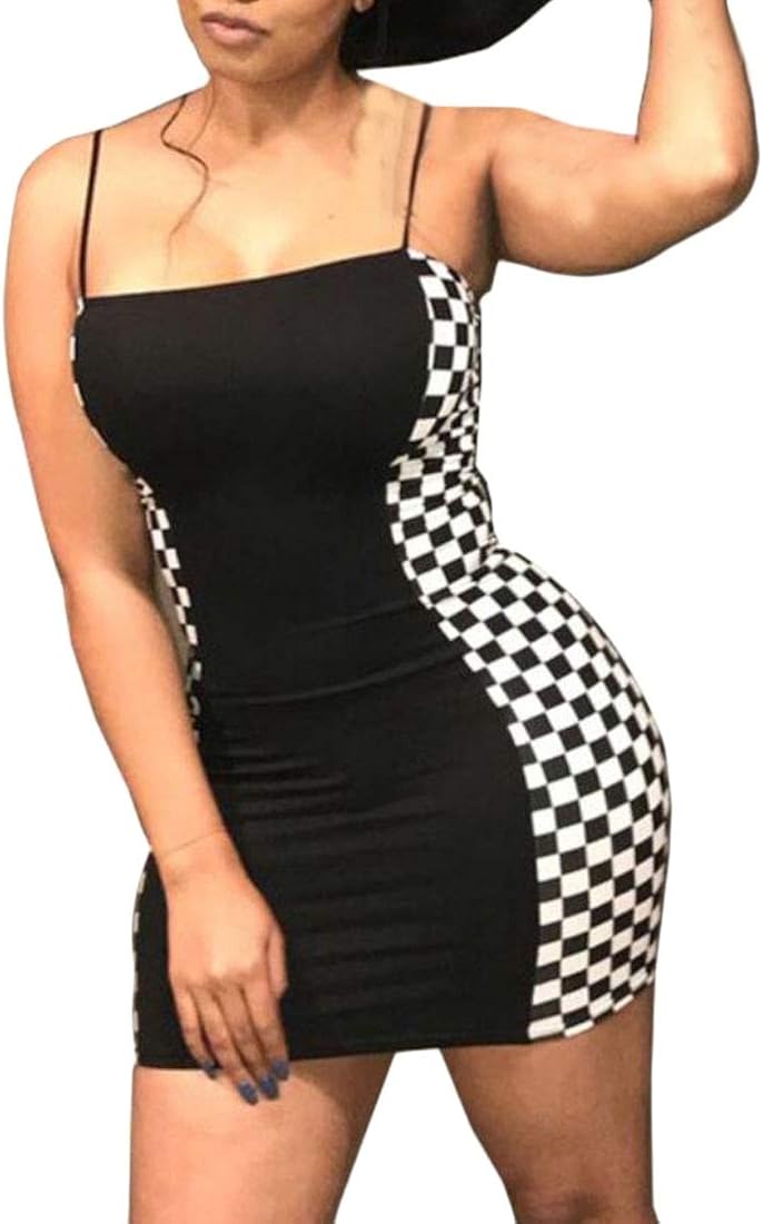 checkerboard bodycon dress