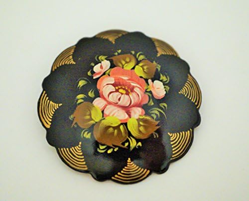 Russian Hand Painted Brooch Zhostovo Style
