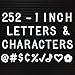 Precut Letters and Characters for Changeable Felt Letter Boards, Approx 1 inch - 252 Characters, Fun Symbols and much more - Canvas Drawstring Pouch (White Letters and Sort Container Only))