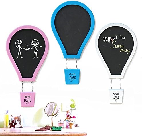 Mini Chalkboard Signs Hanging Blackboard Wooden Memo Message Board Hot Air Balloon Wall Decor (Green)