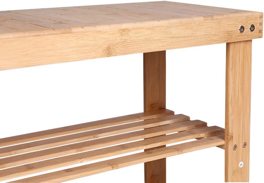KKTONER Bamboo Shoe Rack Bench 3 Tier Entryway Seat Shoe Organizer Storage Shelf Natural Color: Kitchen & Dining