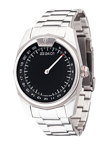 DETOMASO CLASSIC MAN One Revolution in 24 Hours Mens Quartz Watch with Stainless Steel Casing (Silver/Black)