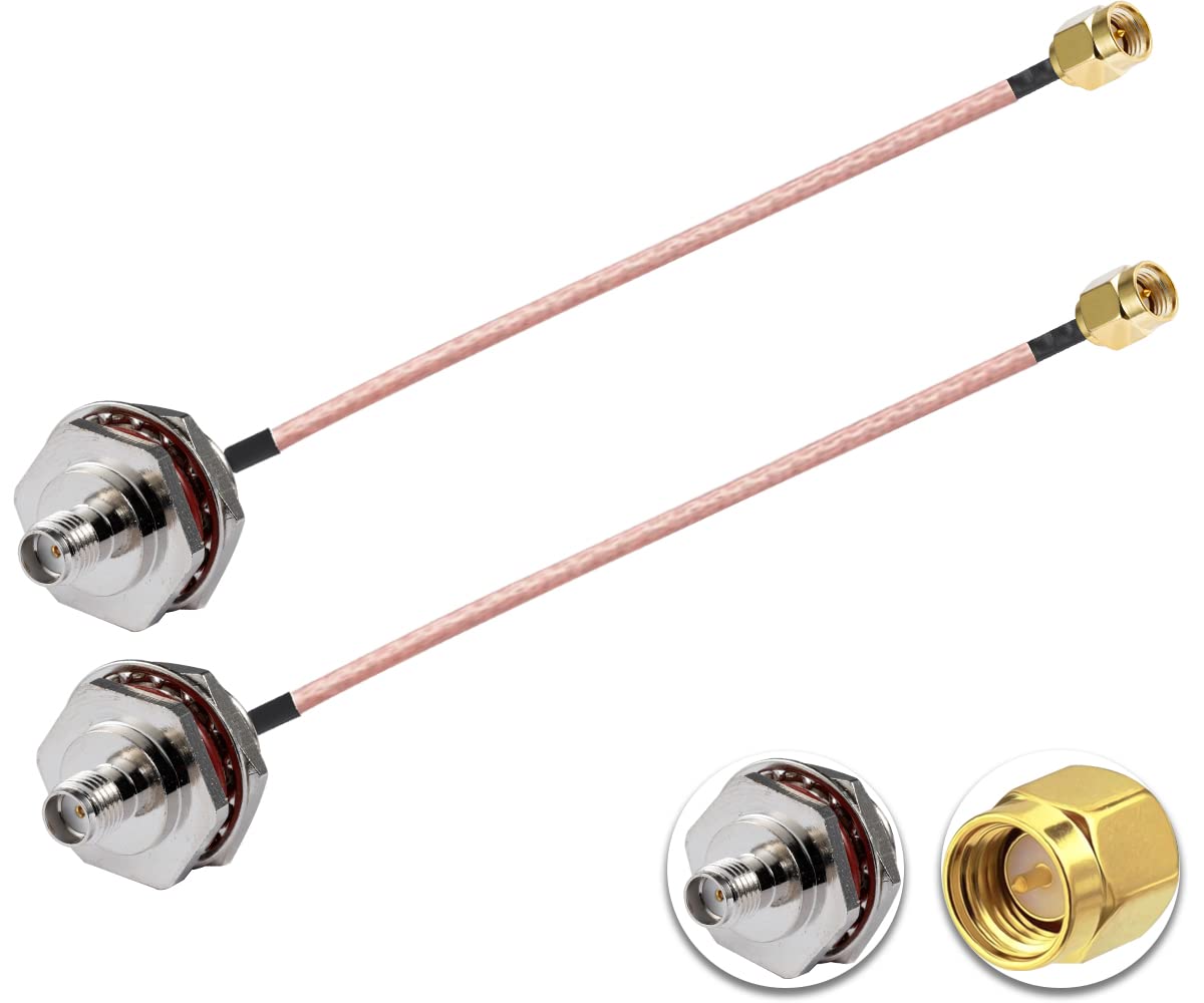 Vecys 2PCS SMA Cable SMA Male to Female Waterproof Box M16 6" /15CM RG316 RF Low Loss Coaxial Cable for Router Antenna Signal Enhancer Wireless Adapter