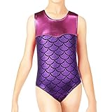 BAOHULU Girl's Spliced Diamond Gymnastics Sleeveless Tank Leotard 3-12 Years (8A(Recommended age 6-8Y), Purple)