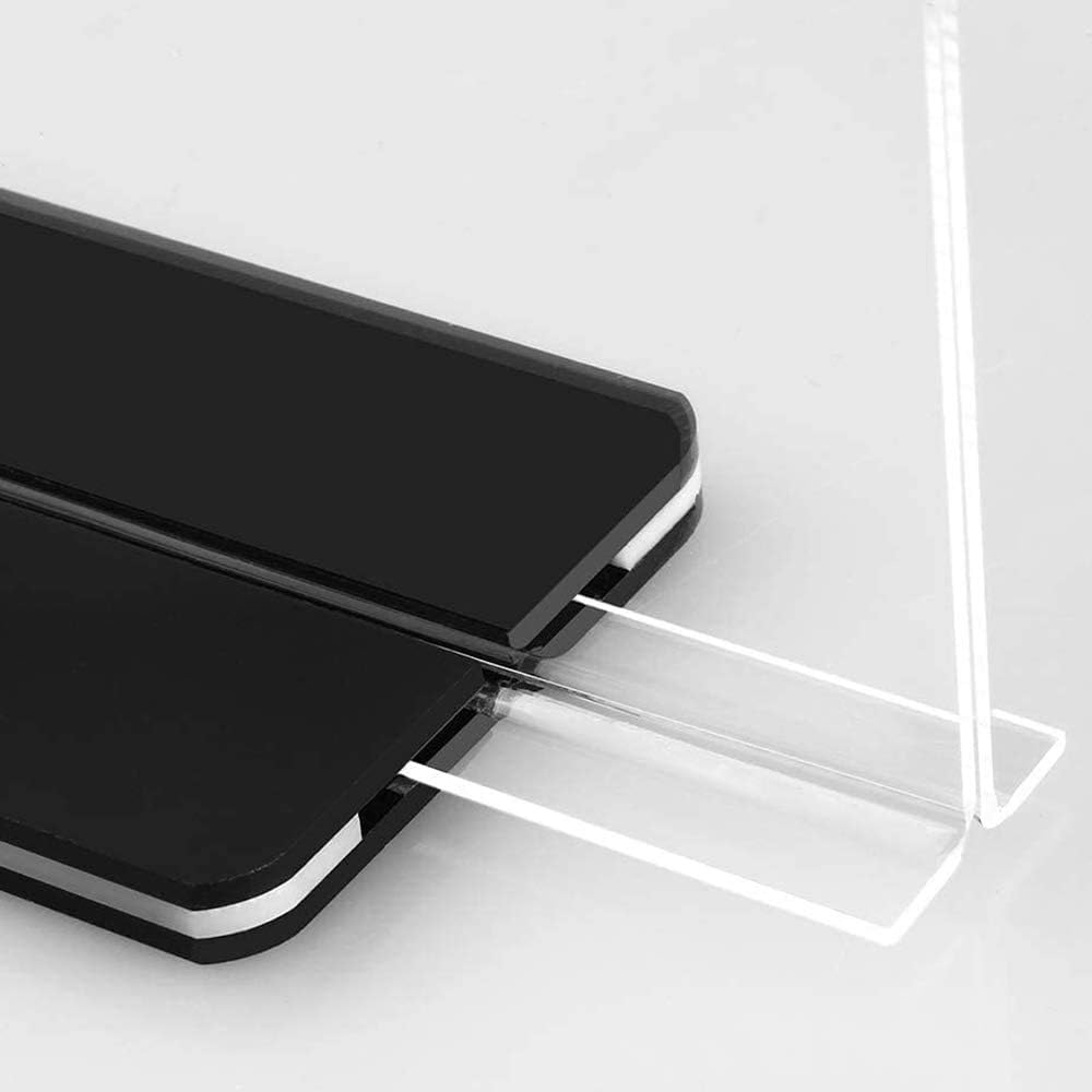 Acrylic Sign Holder, 5 x 7 inches Plastic Sign Holder, 5 Pack T Shape Table Top Display Stand, Double Sided, Bottom Load, Perfect for Restaurants, Office, Photo Frames, Store, Promotions, Classroom : Office Products