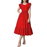 GOTHLETIC Girls Dresses Double Layer Ruffle Sleeve Dress Casual Summer Elegant A-Line Flowy Dresses 6-14 Years