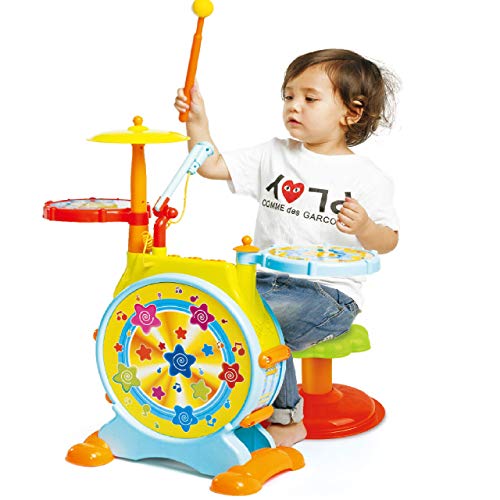 PREXTEX Kids Drum Set Toddler Drum Set Includes Toy Microphone