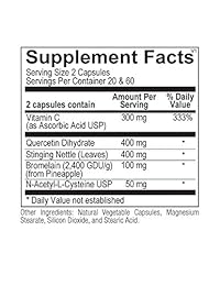 Ortomolecular producto natural D-Hist, 120 cápsulas.