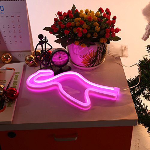 Flamingos Signs Wall LED Neon Light, Decor Night Lamp for Chistmas, Wedding Birthday Party & Bedroom