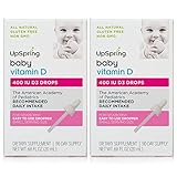 UpSpring Baby Vitamin D Drops for Baby, 400iu Liquid D3 Drops, 2 Boxes, Single Drop Serving with Easy to Use Squeeze Bottle Dropper, 90 Day Supply Each, Ideal for Breastfed and Formula Fed Babies