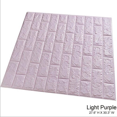 KeTian Self adhesive Wall Sticker 3D Brick Wallpaper 70cm X 77cm (2.29' W x 2.53' H) (Light Purple)