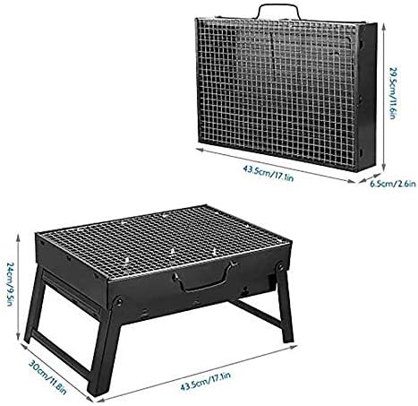 Uten Barbecue Portable en Acier Inoxydable à Charbon de Bois pour Barbecue ou Camping - Petit - Noir