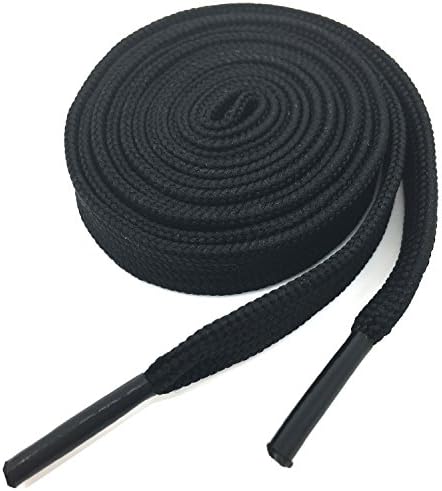 Wide Flat Athletic Shoelaces 10MM Double Layer Thick Shoe laces Strings YJRVFINE Hollow Flat Shoelace Black(1 Pair Pack) 47.24"