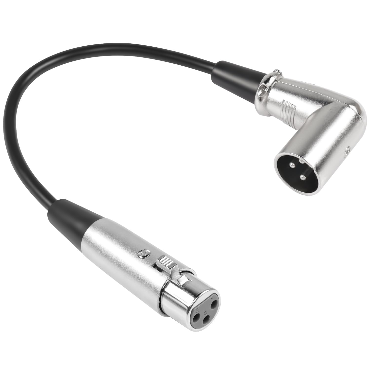 QIANRENON 90° Angle XLR Microphone Short Cable - 3Pin XLR Right Angle Male to Female Balanced Cable, 90 Degree Plug to Socket Audio Extension, 30cm/11.8in