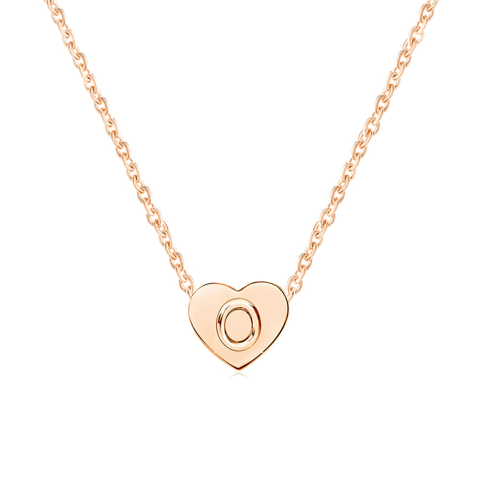 MiniJewelry Rose Gold Love Heart Initial O Letter