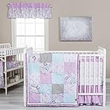 Trend Lab Grace 5 Piece Crib Bedding Set, Purple, Blue, Gray and White