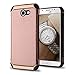Samsung Galaxy J7 Prime / J7 V / J7 Perx / J7 Sky Pro / J7 2017 Case, Bicast Leather Hybrid, Heavy Duty Polycarbonate and Silicone TPU Hard Cover with Film Screen Protector and Stylus - Rose Gold