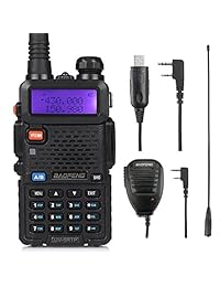 Baofeng UV-5RTP Banda dual Radio bidireccional Radio Ham de alta potencia Walkie Talkie con cable de programación + antena RD-771 + micrófono de altavoz