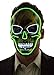 Neon Nightlife Men's Light Up Scary Death Skull Mask, Green & White