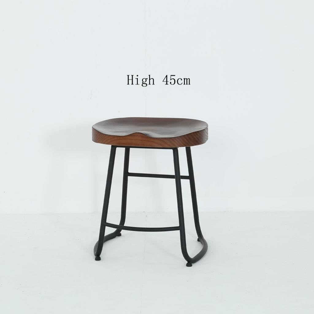 DZW Retro Kitchen stools with Metal Legs High Stool Bar Stools Pure Wood Seat Breakfast Bar, Height 45cm/55cm/65cm/75cm for Kitchen Counter Bar, 5 Smooth and Strong