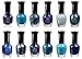 Kleancolor Nail Lacquer Collection - Awesome Assorted Blue Full 12pc Set