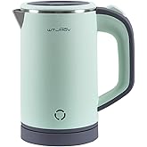 WTJMOV Small Electric Kettle Stainless Steel, 0.8L Portable Tea Kettle Auto Shut-off, Low Power Hot Water Kettle for Camping, Travel, Office and More