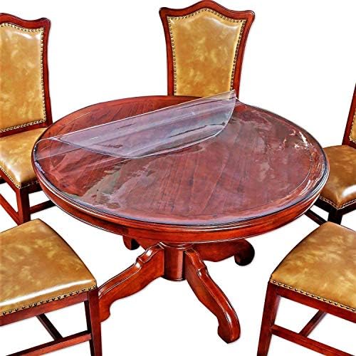 Round Clear Plastic Table Protector PVC Tablecloth Cover Vinyl Table Cloths Pad Easy Clean Waterproof Wipeable Furniture Desktop Tabletop Pad for Dining Room Coffee Desk Blotter Pad Roll 38 inch Dia