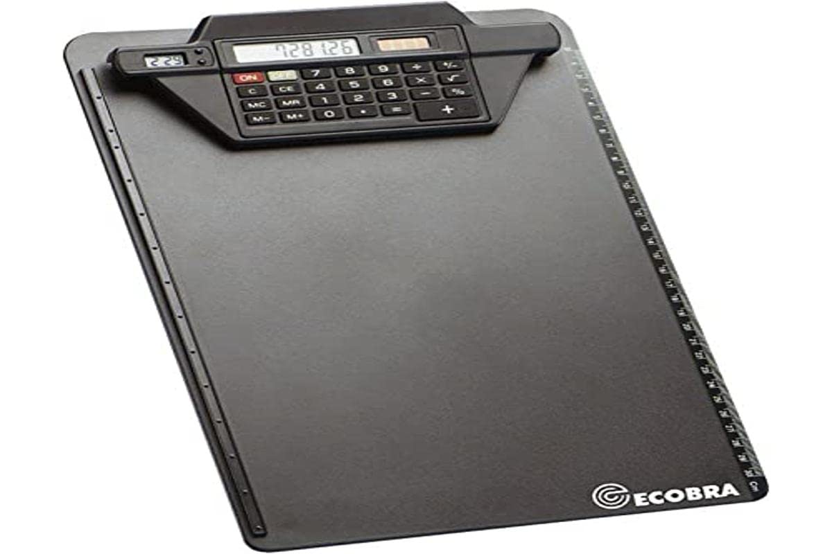 Ecobra 792250 Clipboard with Calculator Clip Strip, Black