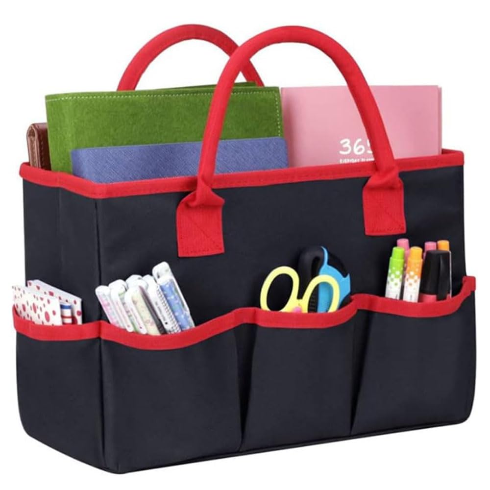 Oaygat Desktop Storage Tote Bag Art Tool Organizer Carrier Stationery Organizer Bag Desktop File Folder Tote Art Craft Supplies Storage Foldable Teacher Tool Carrier Office Desk Craft Tote Bags