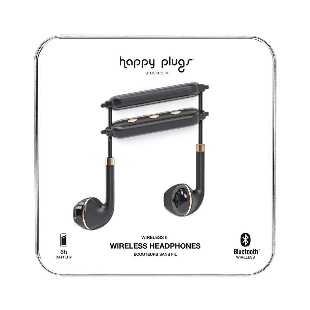 Happy Plugs | Wireless II Headphones | Wireless Bluetooth with In-line Remote And Microphone | Black Gold One Size