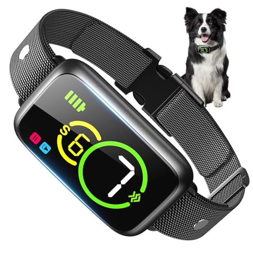 JESWO Collar Antiladridos Perro, Collar de Entrenamiento con Pantalla y 7 Sensibilidades Ajustables, Modos Pitido y Vibración No Intrusivos, IP67 Impermeable y Recargable
