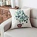 YeeJu Set of 4 Green Plant Throw Pillow Covers Decorative Cotton Linen Square Outdoor Cushion Cover Sofa Home Pillow Covers 20x20 Inch