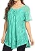 Sakkas 16788 - Maliky Wide Corset Neck Floral Embroidered Cap Sleeve Blouse Top Shirt - Seafoam - OS
