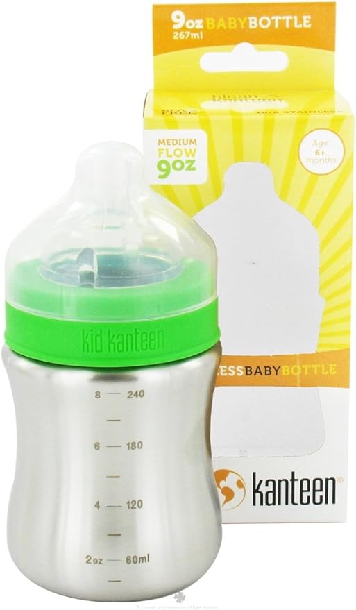 green kid stainless steel baby bottle