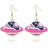 Celestial Moon Star Earth Planet Drop Dangle Earrings for Women - Lightweight Creative Saturn Space Earrings - Bohemian Statement Jewelry