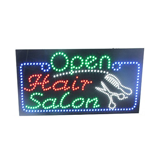 Hair Salon Open Sign Super Bright Flashing Animated LED Barber Shop Open Neon Sign for Business Shop Window Decor with Scissors and Comb Electric Advertisement Display Billboard (27 x 15 inches) - Thumbnail 3