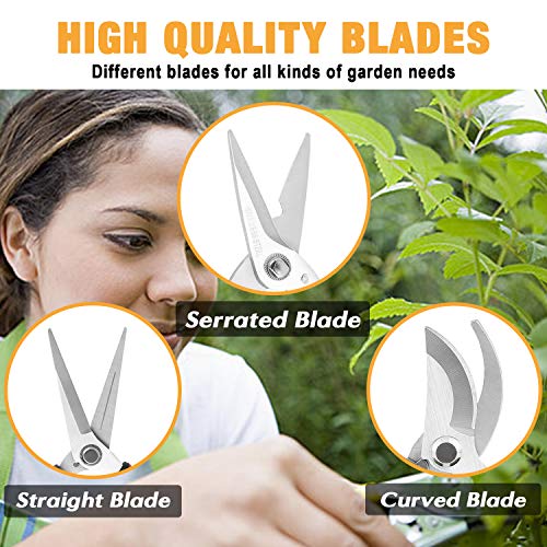 Steel Pruning Shears, Professional Gardening Shears, 3 Pcs Usefull Garden Trimming Scissor Set with Sharp and Durable Blades, Comfortable Handle, Safety Lock, Include a Storage Bag