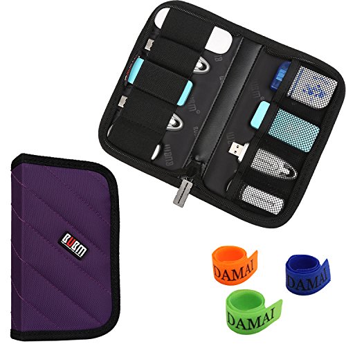 BUBM 9 x USB Flash Drives Carrying Case With Handy Quality Padded Protection for Usb Sticks and Memory Cards , Purple with 4 mesh Slots
